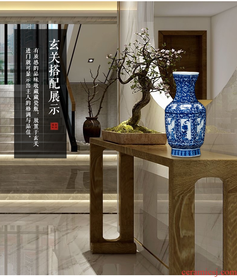 Jingdezhen ceramics vase antique blue - and - white large flower arranging implement new porch sitting room of Chinese style household act the role ofing is tasted furnishing articles - 560720890998