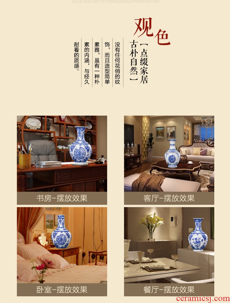 Jingdezhen ceramics antique blue and white porcelain vases, flower, modern home sitting room TV ark, crafts