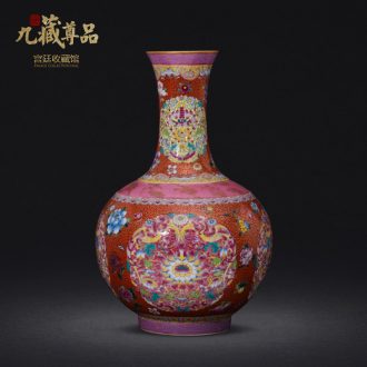 Jingdezhen ceramics imitation qing qianlong hand-painted paint powder enamel bottle collection sitting room home decoration furnishing articles