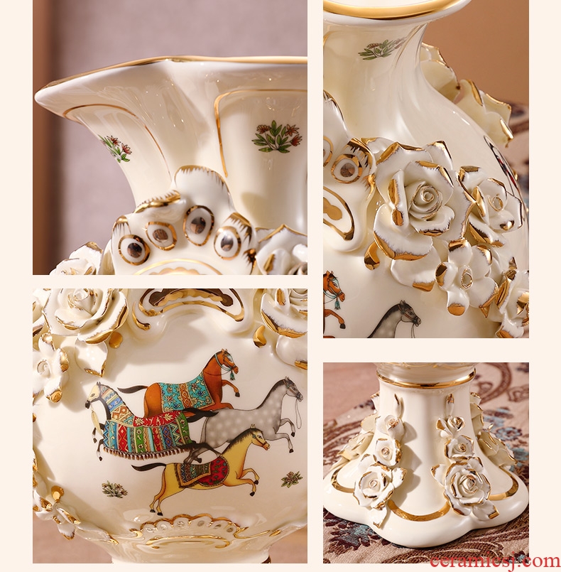 Jingdezhen ceramic European vase in the sitting room is I and contracted large furnishing articles dried flower vases, pottery vases, modern - 565565686757