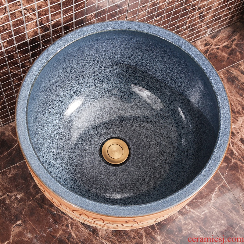 Jingdezhen Chinese style restoring ancient ways is large conjoined mop pool toilet archaize mop pool creative household mop basin circle