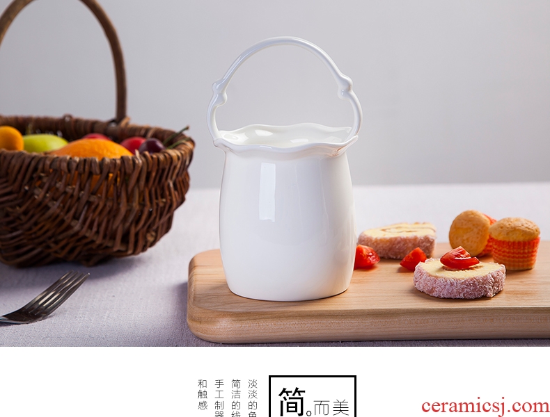 Jingdezhen kitchen shelf ipads porcelain pure white bamboo chopsticks chopsticks box ceramics cutlery receive basket swan