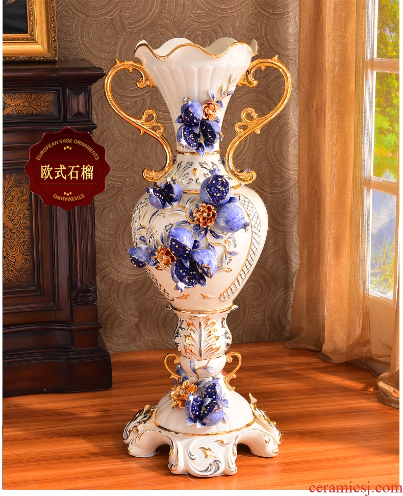 European vase landing place flower arranging ceramic large sitting room put flowers dried flower vase oversized home decoration - 555383668605