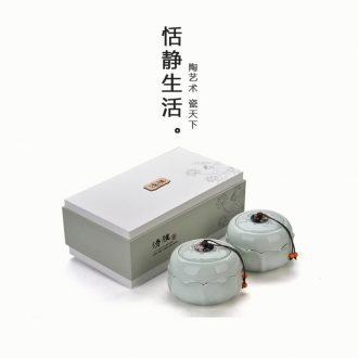 Quiet life ceramic tea caddy fixings seal storage tank black tea, green tea, porcelain tea packaging gift box