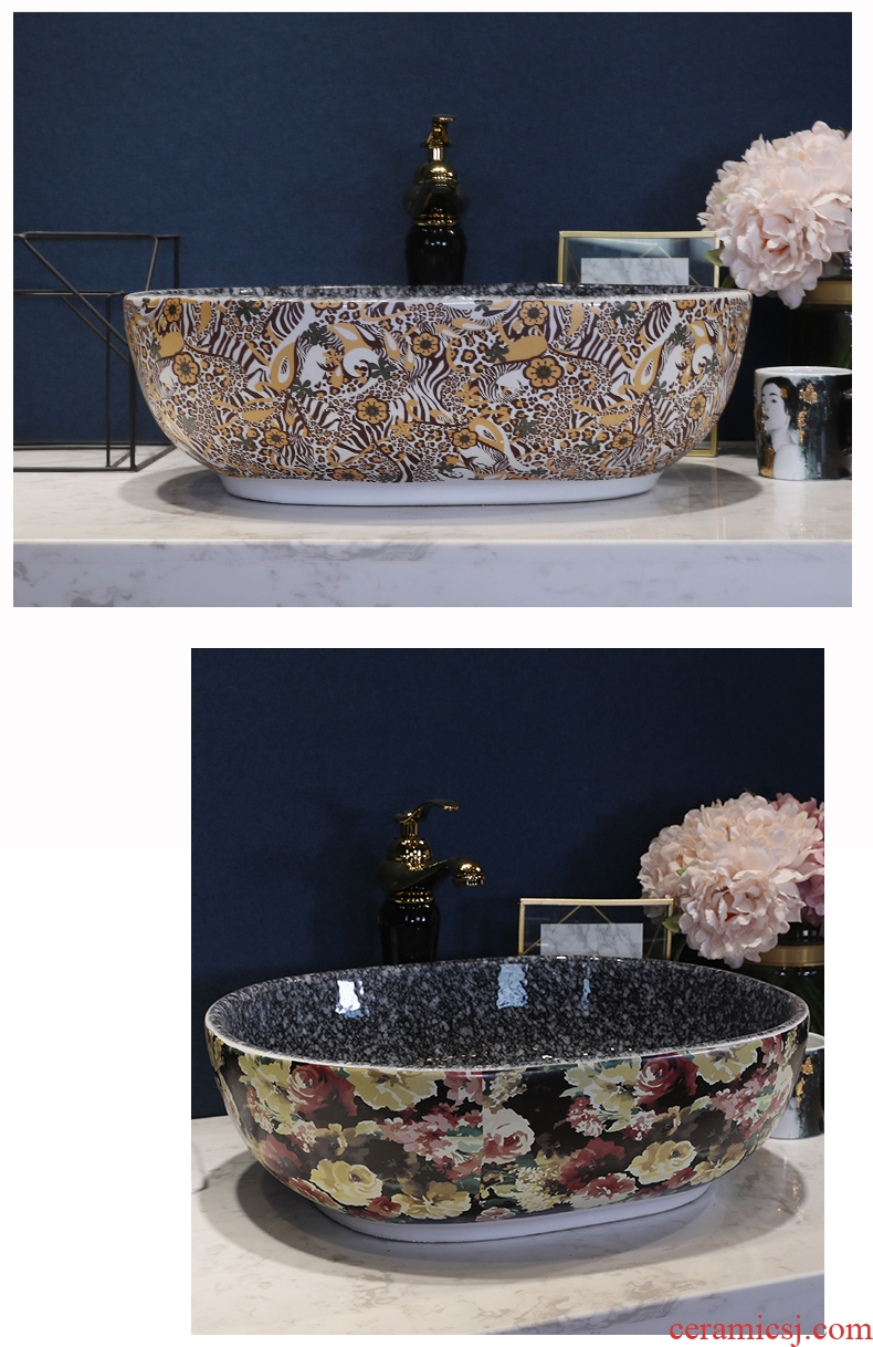 Million birds European stage basin round ceramic household sink art lavatory basin Jin Wen lavabo