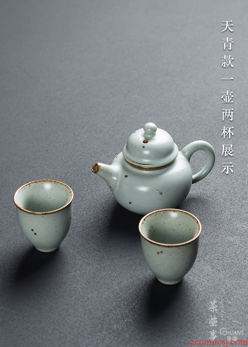 Famed coarse pottery kung fu tea set suit household ceramic teapot teacup tea sea combination of a complete set of restoring ancient ways is the tea ceremony