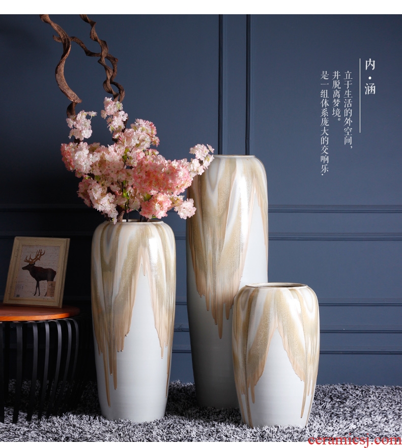 Ground vase large flower arrangement is I and contracted sitting room Nordic decorative furnishing articles hotel ceramics jingdezhen restoring ancient ways - 559687369151