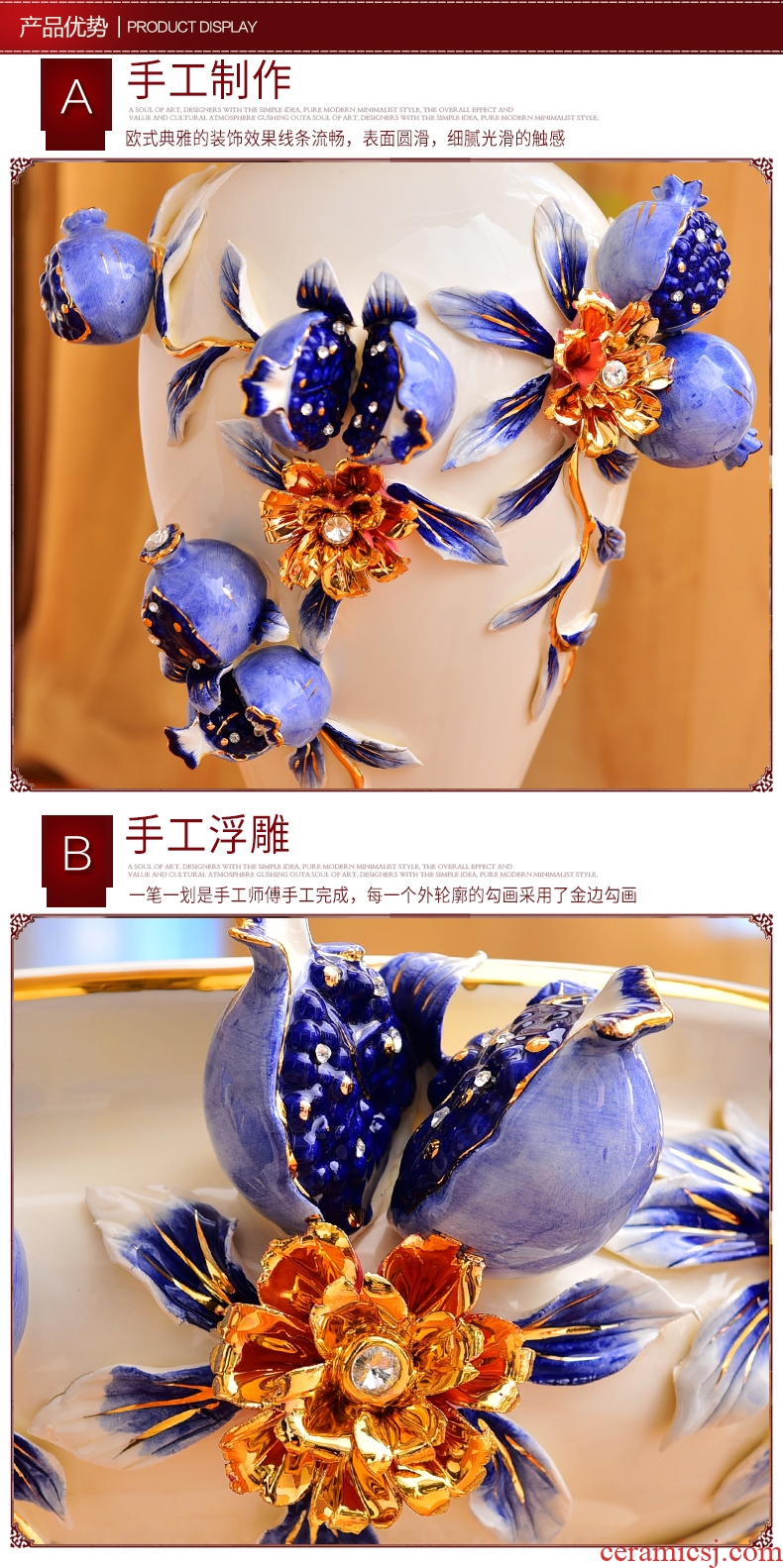 Jingdezhen big hand paint ceramic vase furnishing articles sitting room be born Chinese celadon decoration hotels high - grade decoration - 557851976872