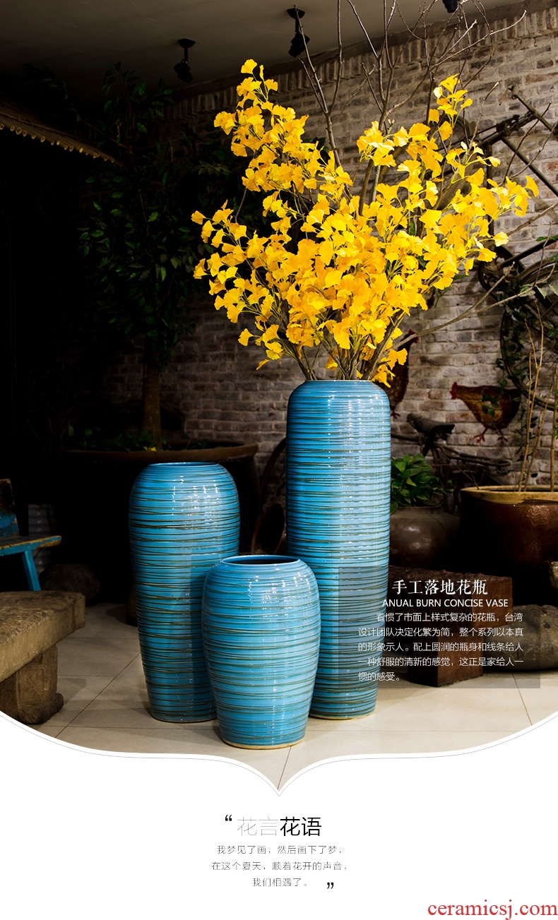 New Chinese style restoring ancient ways of jingdezhen ceramic POTS do old ceramic flower implement sitting room put dried flowers of large coarse pottery vase furnishing articles - 550439469289