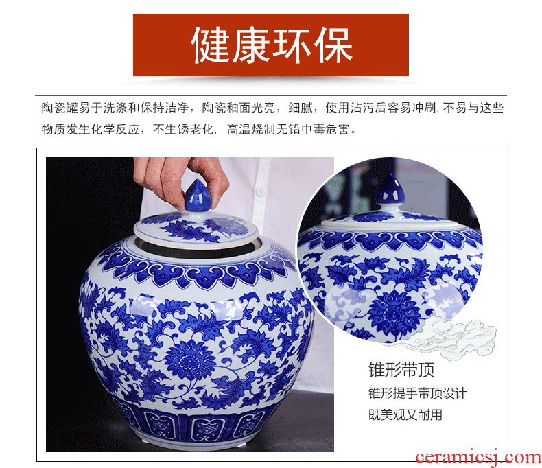 Jingdezhen ceramic moistureproof caddy fixings retro puer tea canister to seal large creative general manual