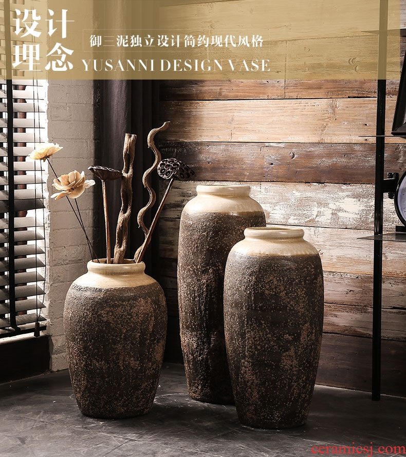 Jingdezhen ceramic vase landing European I and contracted sitting room TV ark, creative dry flower arranging flowers large furnishing articles - 537400977032