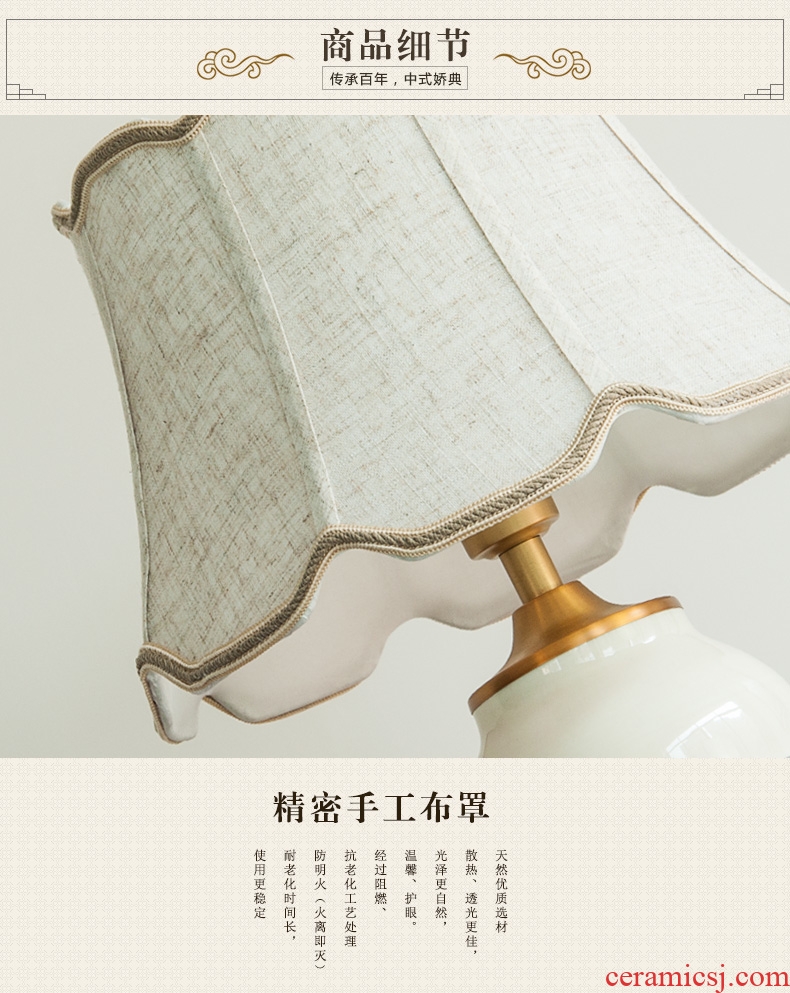 I and contracted all copper ceramic desk lamp sitting room 1055. The study of Chinese style to decorate The hotel guest room desk lamp of bedroom The head of a bed