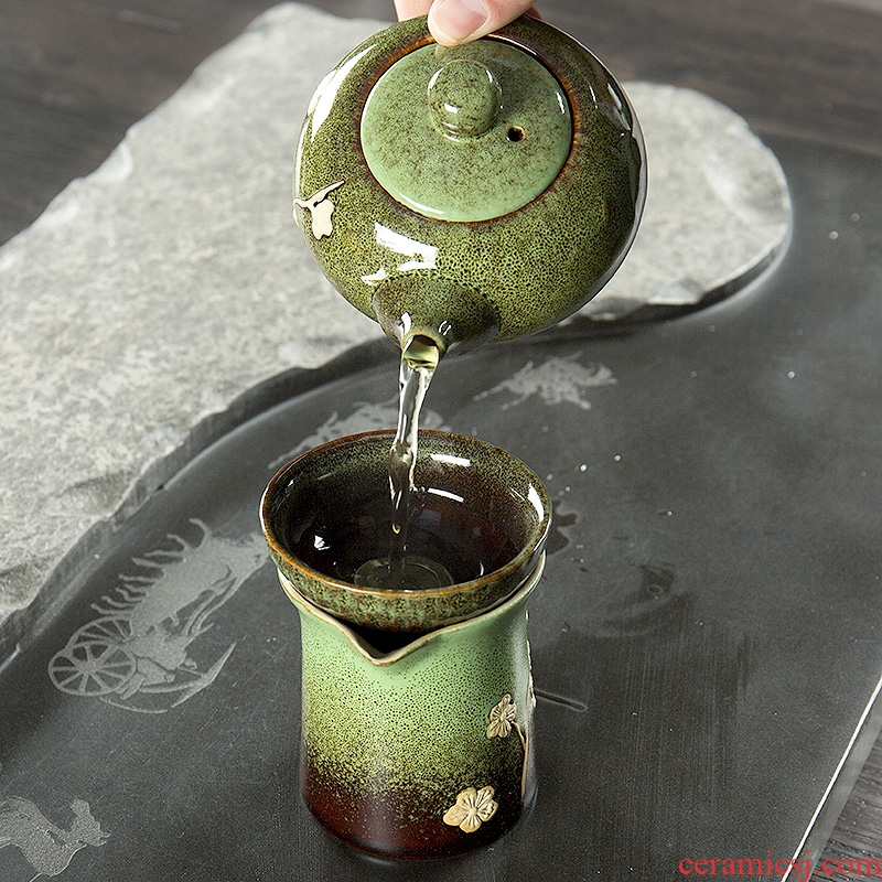 Ronkin Japanese up tea set suit household contracted tea tea set a complete set of ceramic teapot teacup 6 pack