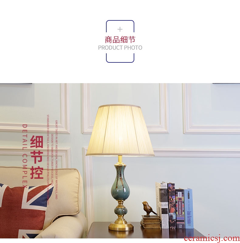 Europe type desk lamp light sweet American of bedroom the head of a bed warm light adjustable light sitting room fashion ceramic home study