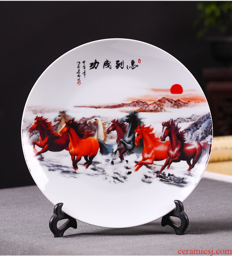 Hang dish of jingdezhen ceramics decoration plate business needs of modern Chinese style living room porch rich ancient frame furnishing articles