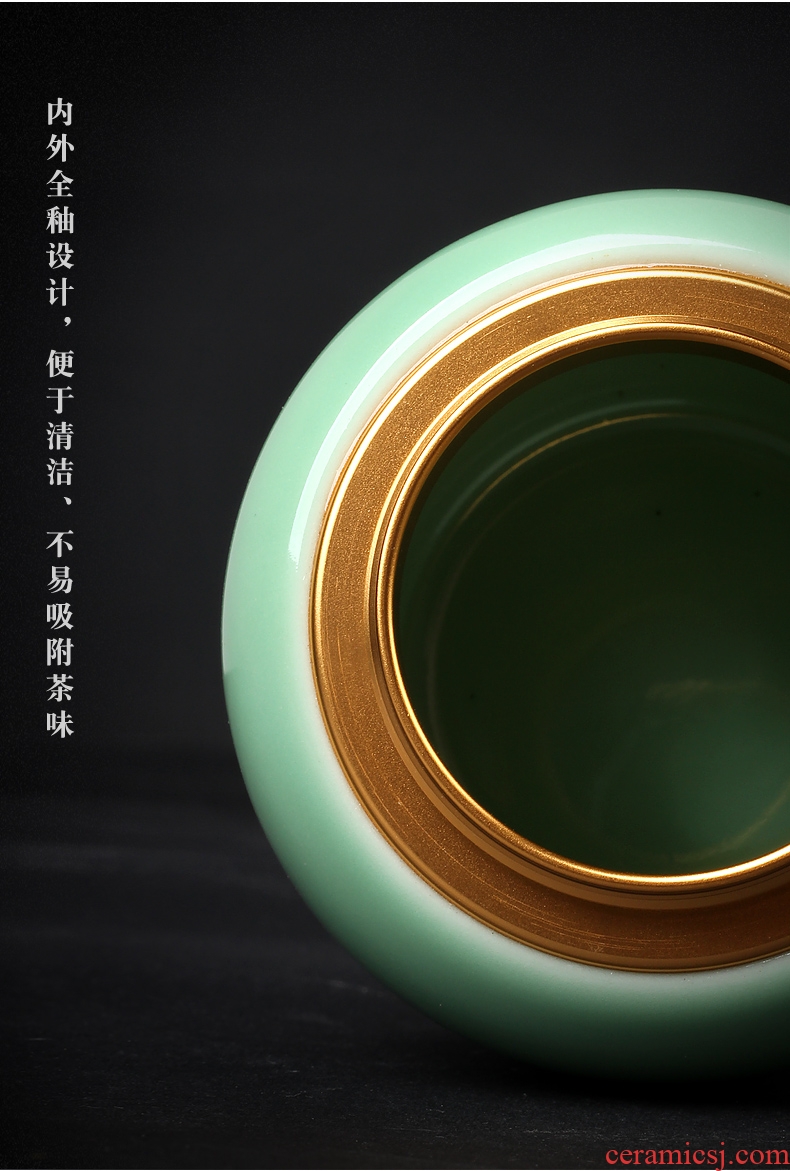 Ceramic seal caddy fixings longquan celadon portable storage POTS household receives tea set porcelain pot store receives the tao