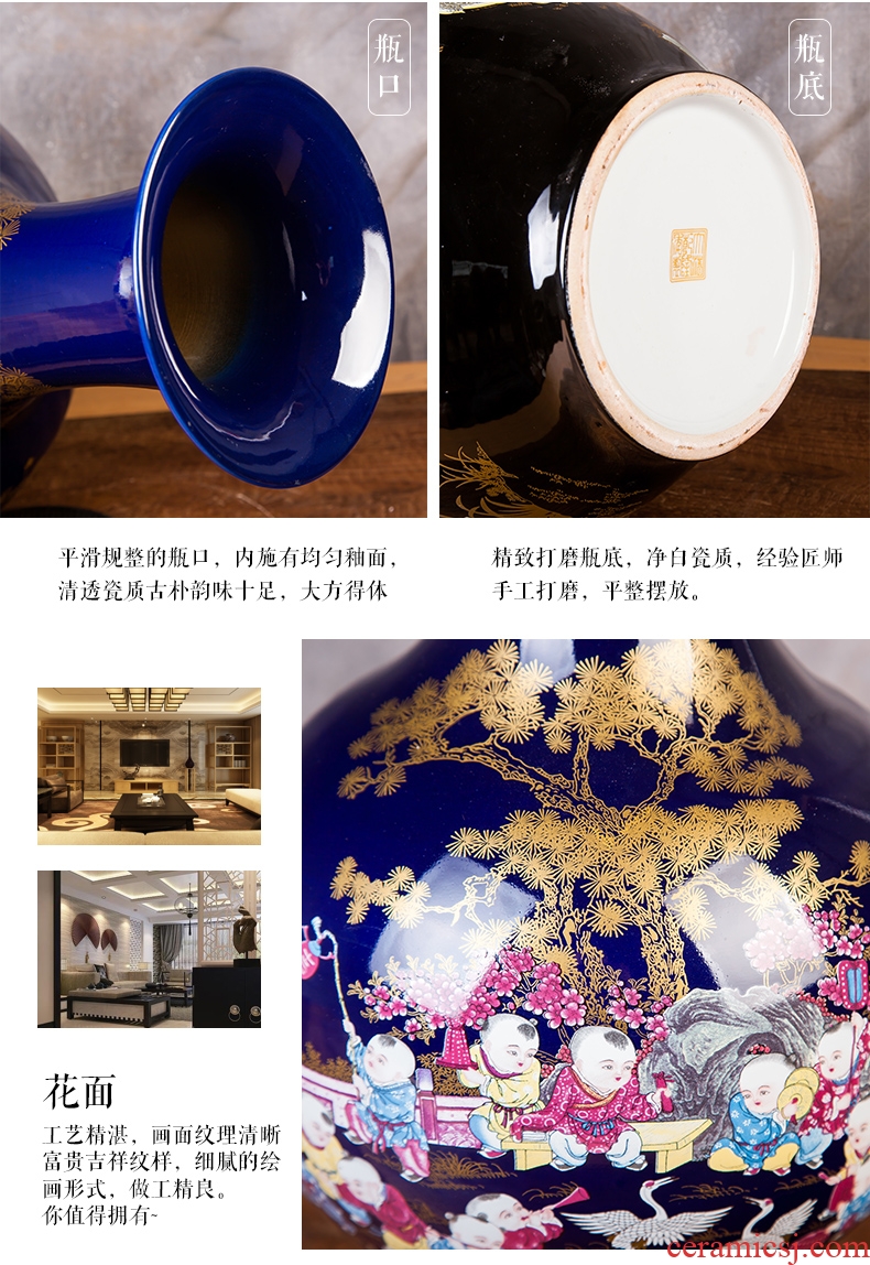 Jingdezhen ceramic vase landing large sitting room ark, new Chinese style household flower arranging the trap porch place ornament