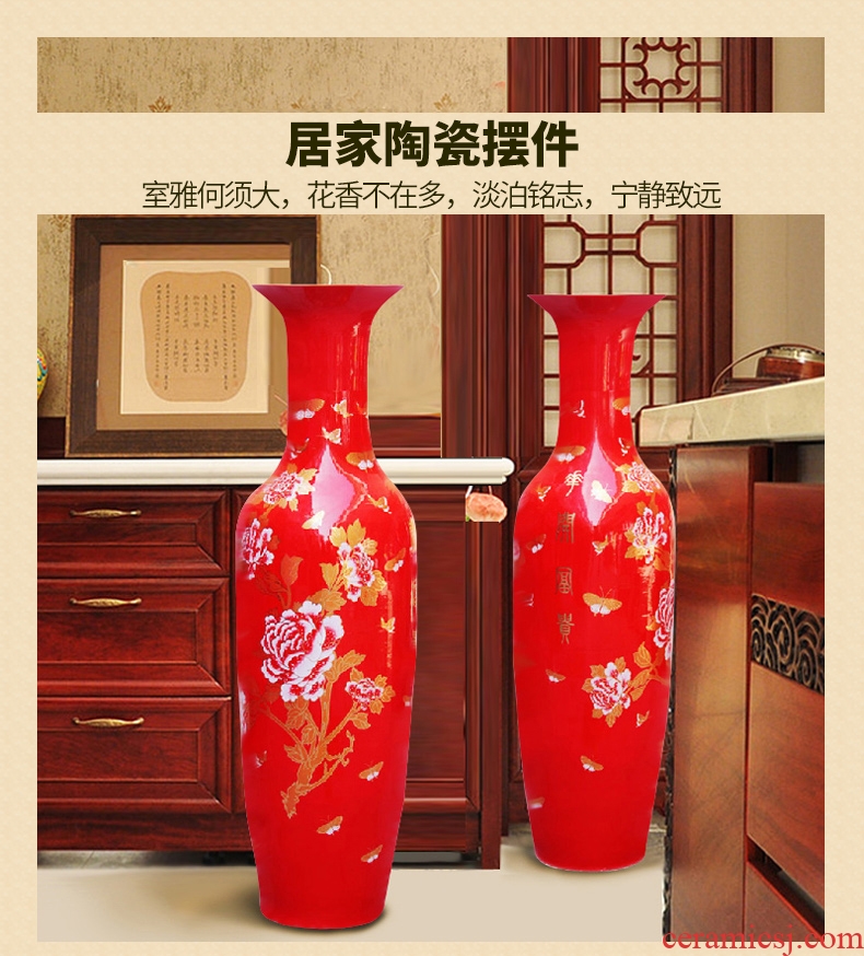 Jingdezhen chinaware big vase manual hand - made peony flower arranging new Chinese style living room TV cabinet decoration furnishing articles - 3781458584