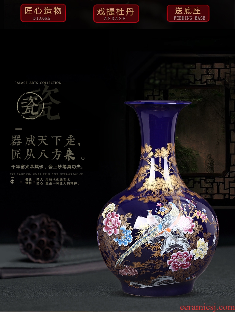 Jingdezhen ceramics hand - made antique blue and white porcelain vases, furnishing articles sitting room flower arranging large Chinese style household decorations - 572349263024