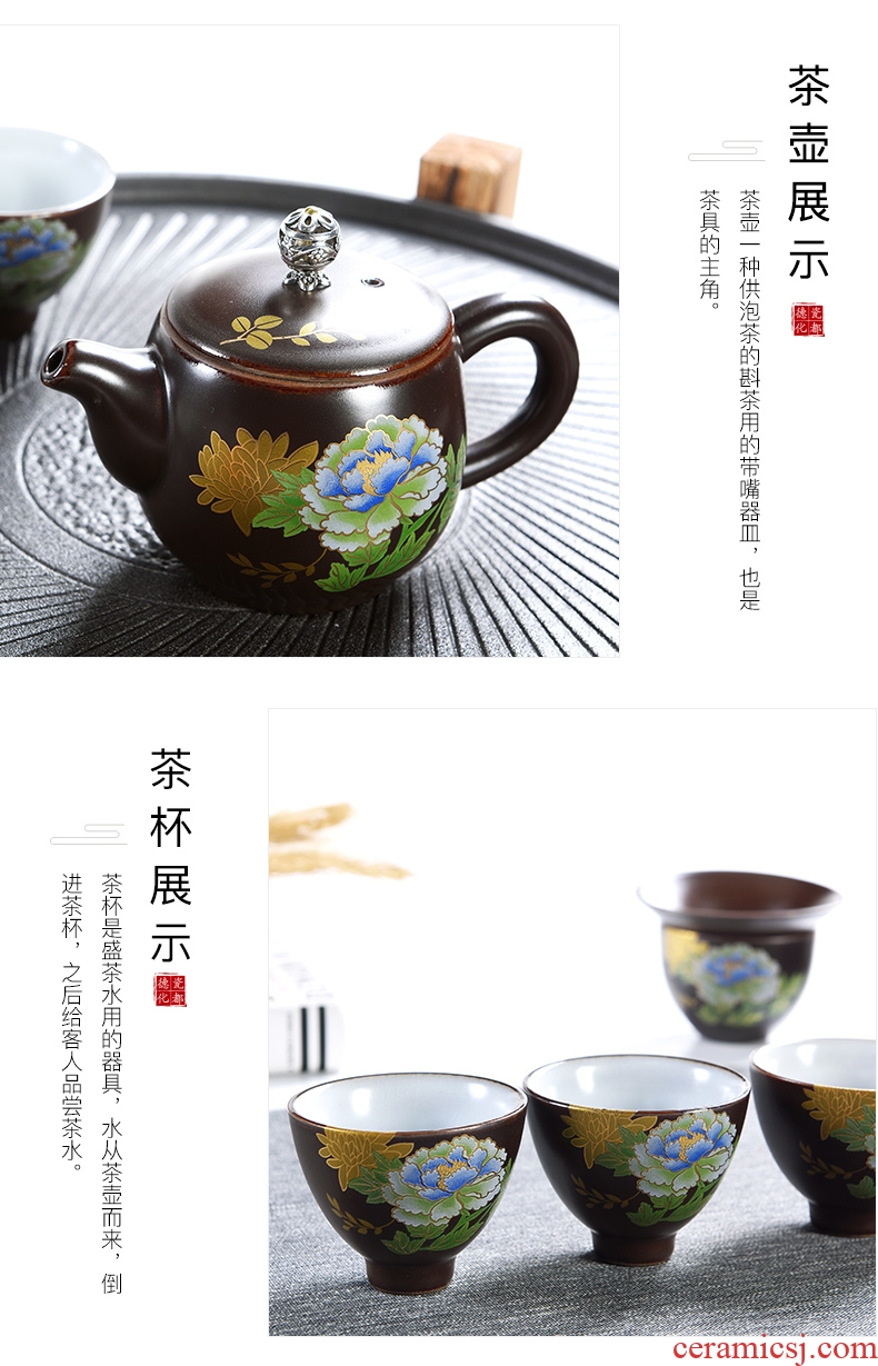 Beauty cabinet simple Japanese tea taking double stone mill ceramic tea tray was solid wood tea table tea tea set tea cups