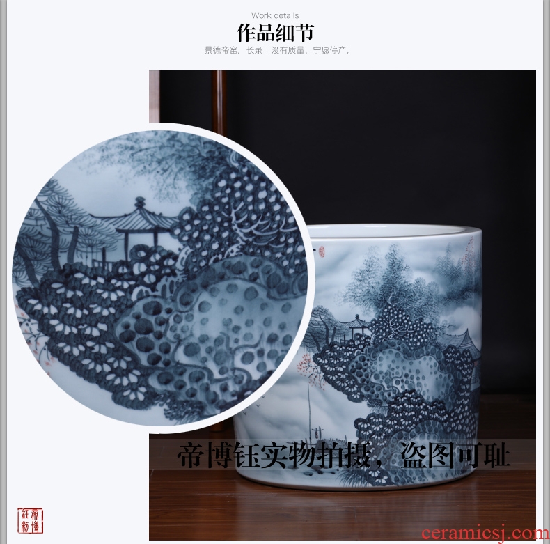 Jingdezhen ceramics high Chinese blue and white landscape painting craft vase of large sitting room adornment is placed - 567655394962