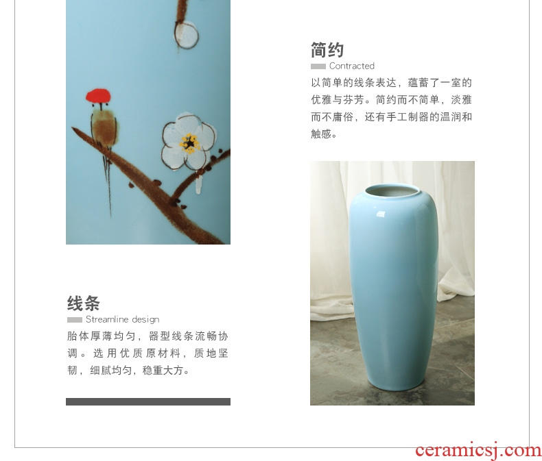Jingdezhen ceramics landing large Chinese blue and white porcelain bottle gourd vase sitting room feng shui decorations furnishing articles - 560410615172