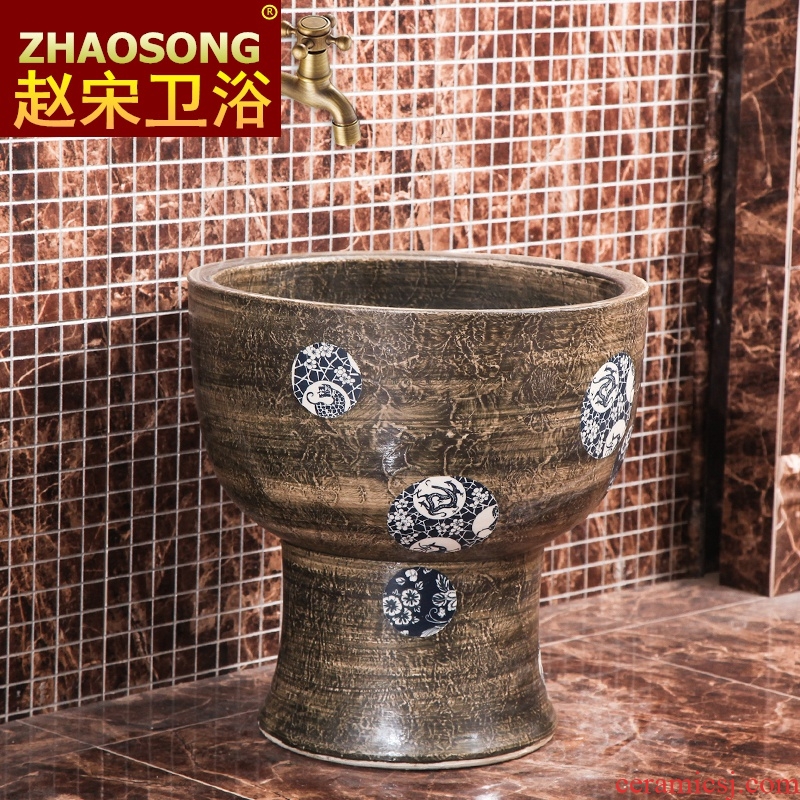 Chinese style restoring ancient ways of household creative conjoined mop pool ceramic art basin of the balcony floor mop pool outdoor pool