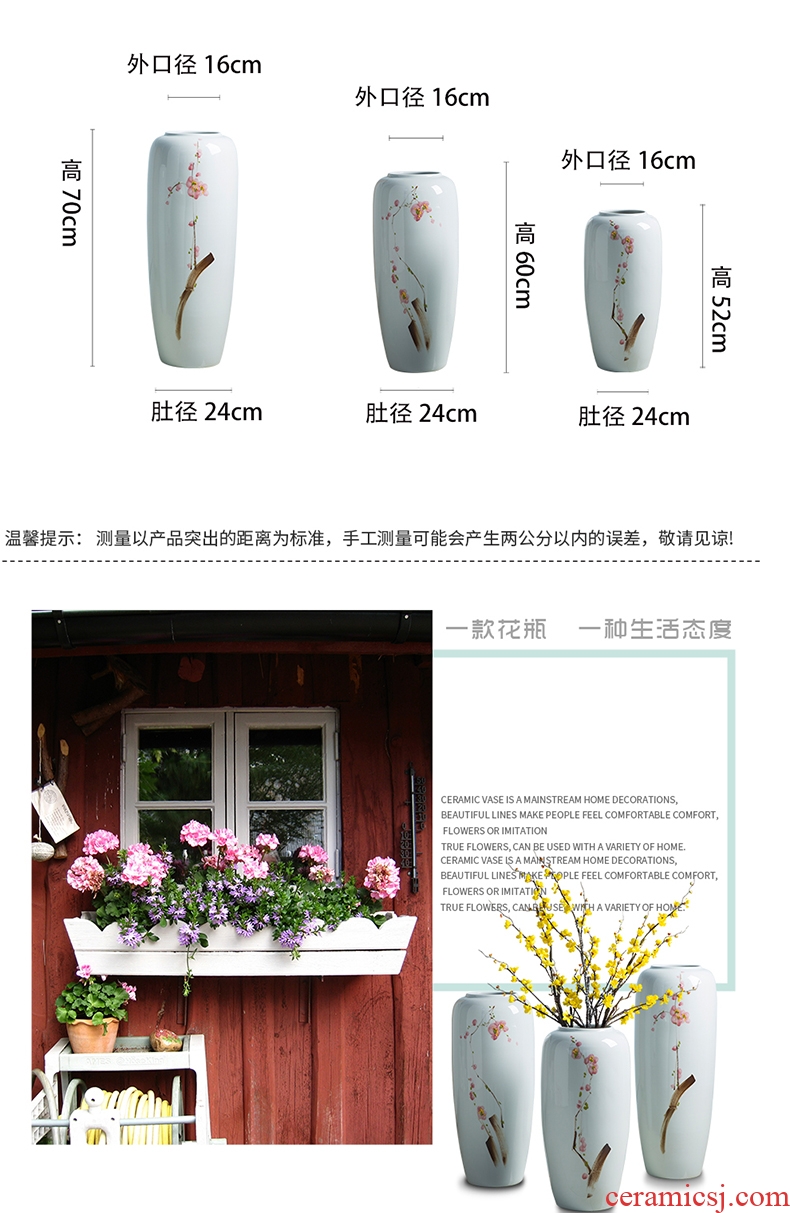 Jingdezhen ceramic vases, flower arrangement sitting room ground large dried flowers, white ceramic porcelain ornaments porch decoration - 572877556006