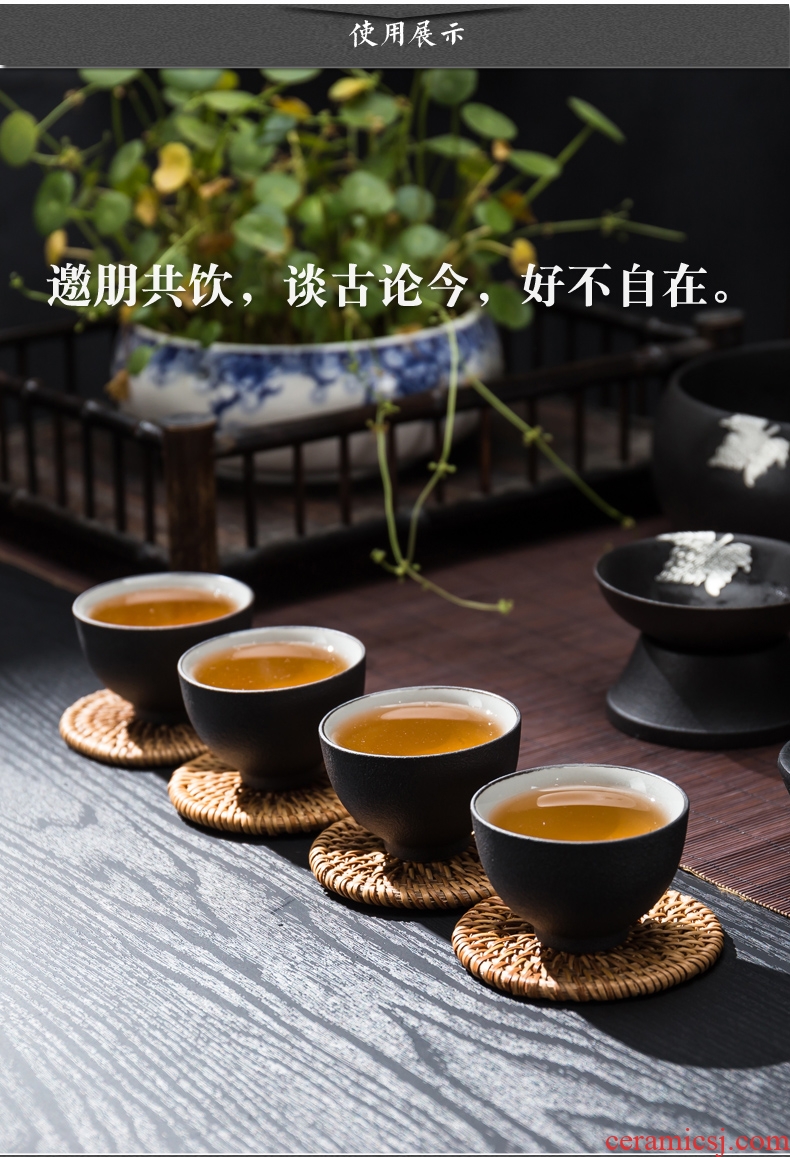 Passes on technique the black pottery up zen ceramic cups kung fu tea set sample tea cup single CPU personal tea cup, Japanese hammer cup