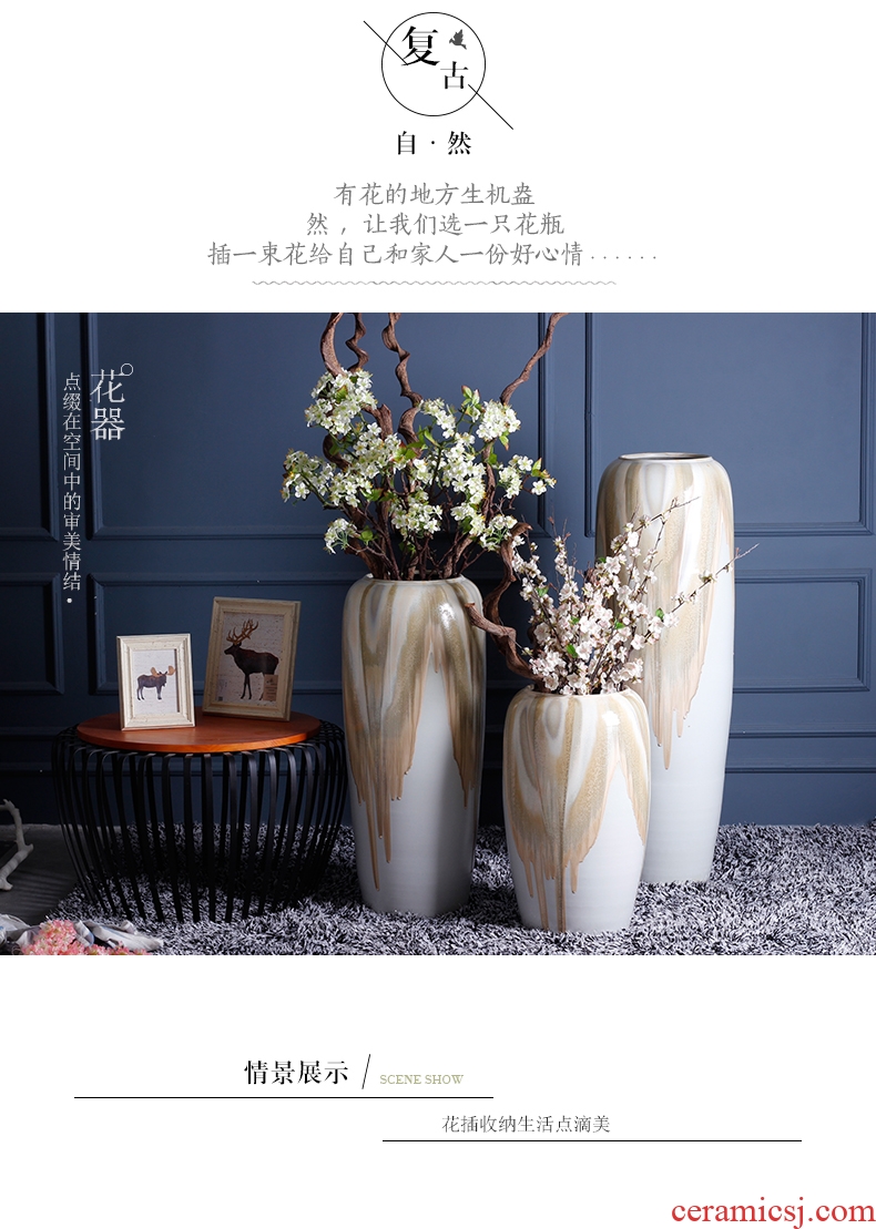 Jingdezhen ceramics large vases, new Chinese style household living room hotel flower arranging, adornment porch place - 559687369151