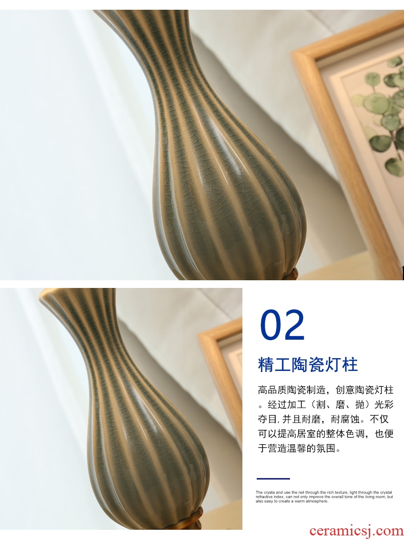 American floor lamp sitting room is contracted and I ceramic creative move fashion vertical sweet bedroom remote control of the head of a bed