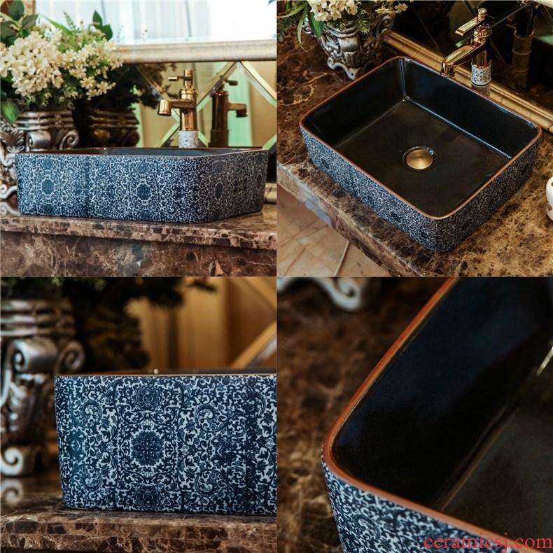 Jingdezhen Chinese style restoring ancient ways is the stage basin large square sink the stage art creative toilet lavatory