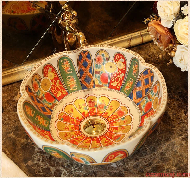Ceramic toilet stage basin of art by hand wash basin rounded petals lavabo balcony small family sinks