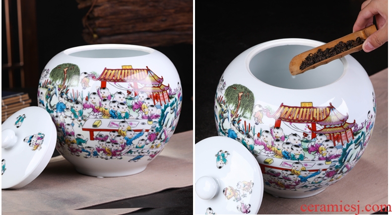 Jingdezhen ceramic checking out seven loaves in pu 'er tea pot of tea packaging large moisture - proof seal pot