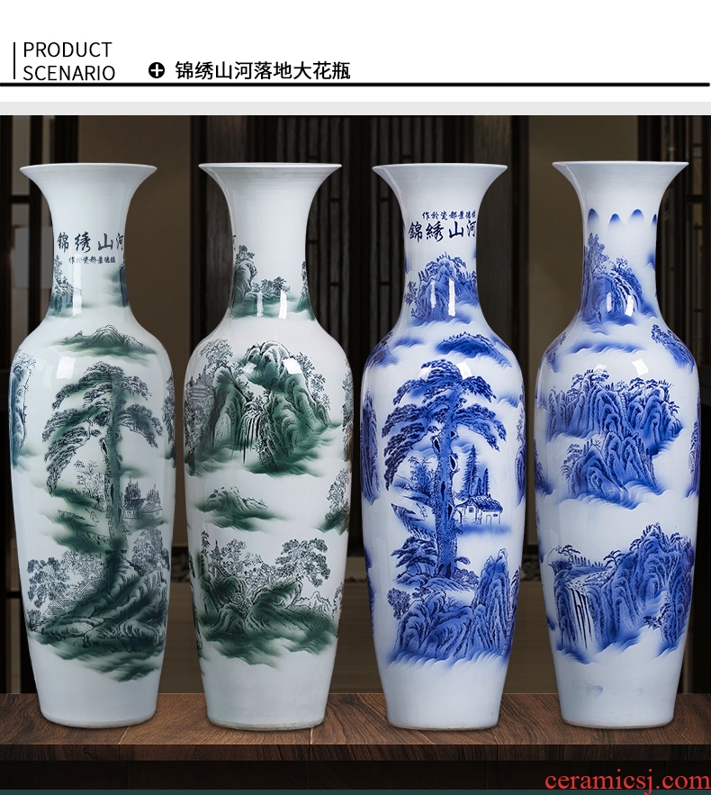 Jingdezhen ceramics vase hand-painted antique blue and white porcelain large flower arrangement sitting room adornment of Chinese style household furnishing articles - 529007145046