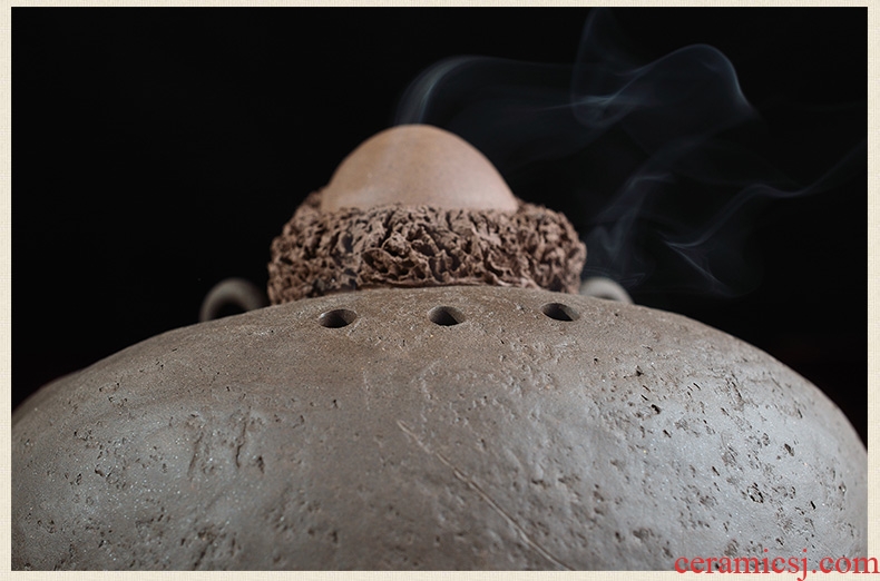 Oriental soil archaize ceramic purple dharma censer household indoor zen sandalwood sedative plate of aromatic incense buner
