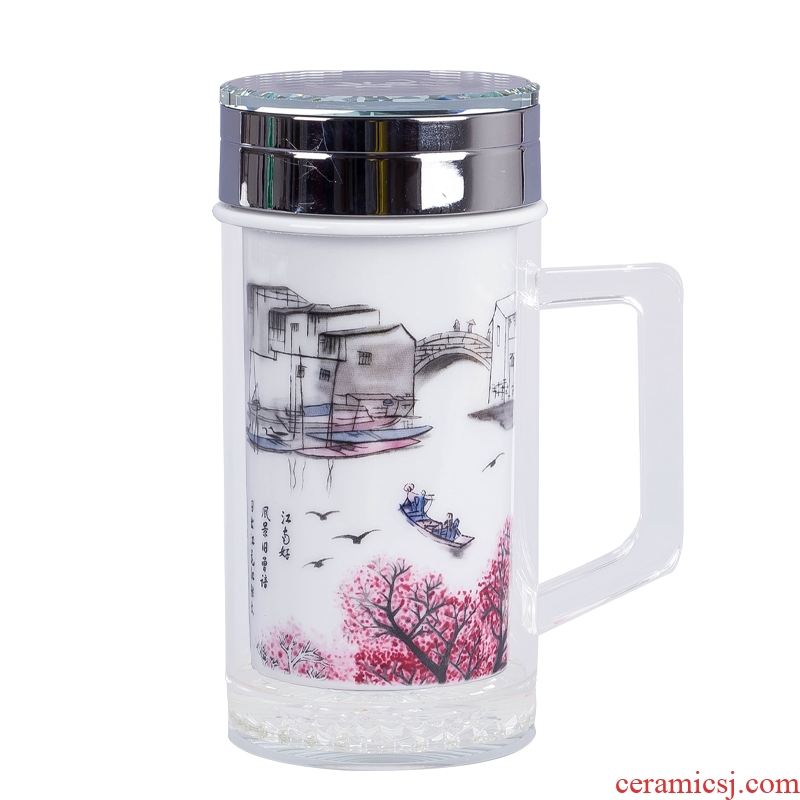 Jingdezhen ceramic tank vacuum insulation cup of water glass office cup car cup 508 ml customized gifts