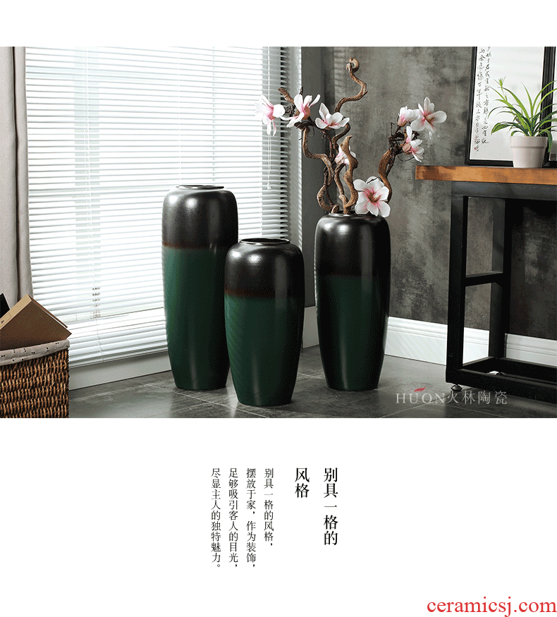 Jingdezhen ceramics three - piece vase furnishing articles flower arranging large Chinese style living room TV cabinet porch decoration - 572980884015