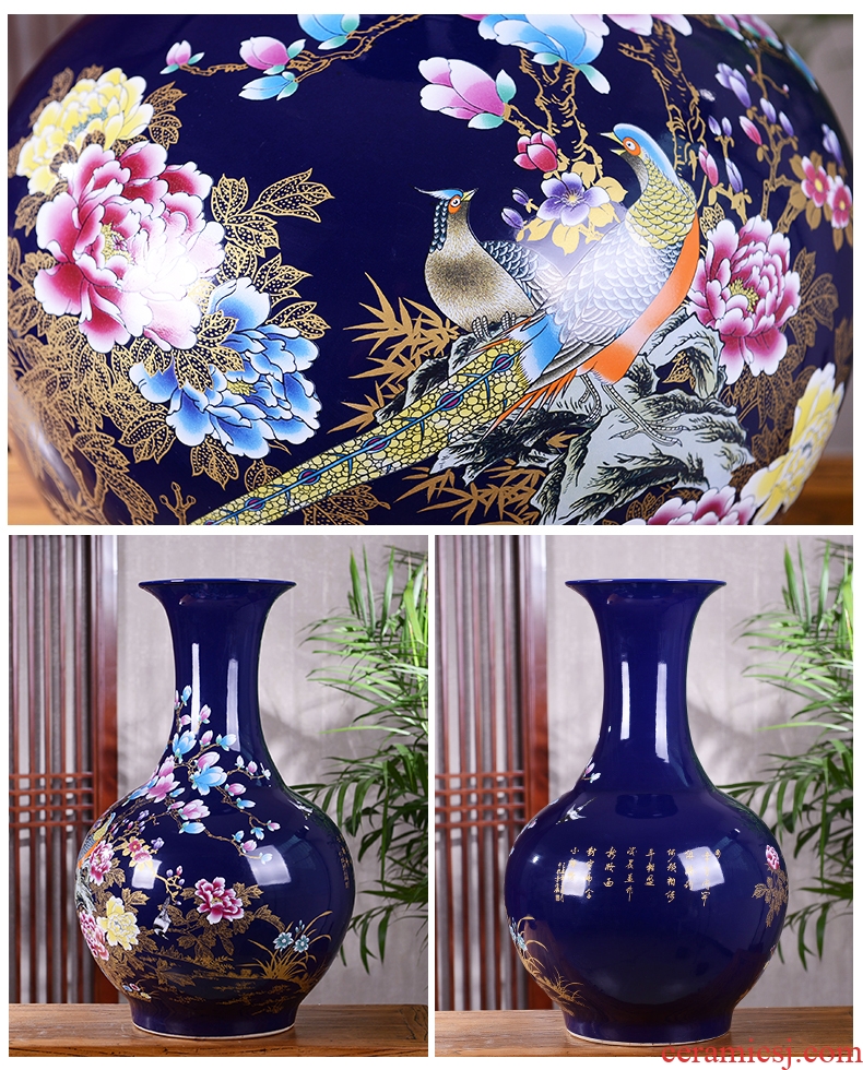 Jingdezhen ceramic furnishing articles hand - made big dried flower vase planting Chinese office sitting room porch decoration craft gift - 41947486895