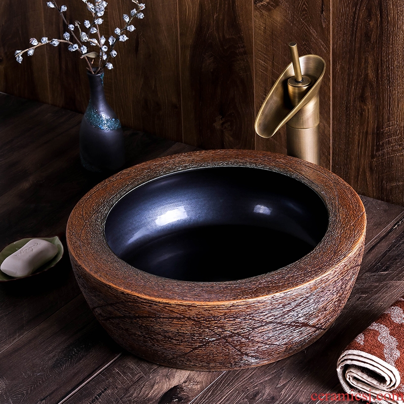 The stage basin of jingdezhen ceramic lavabo circular basin of Chinese style art move household hotel toilet lavatory