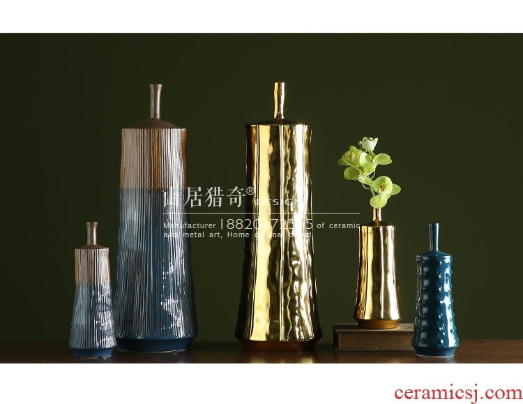 Jingdezhen ceramics beaming white vase vogue to live in high - grade gold straw handicraft furnishing articles - 569750214024