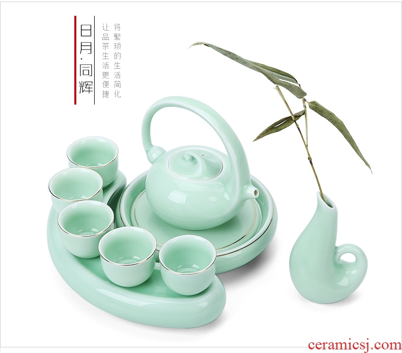 Friends are celadon ceramic dry tea tea sets tea tray was contracted a portable travel kung fu tea set the happiness