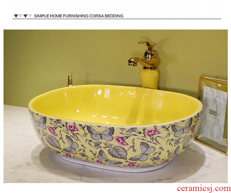 Million birds stage basin sink basin ceramic lavatory basin oval round art basin household the pool that wash a face