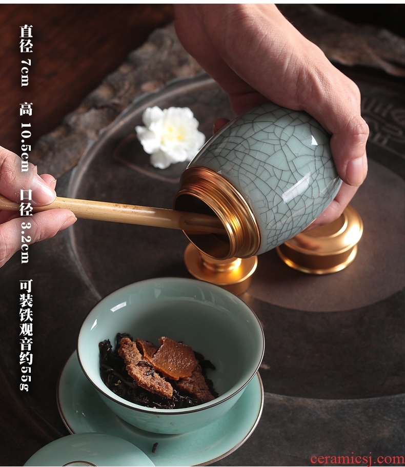 Longquan celadon ceramic tea tea pot portable household seal tea caddy pu 'er tea pot tea boxes