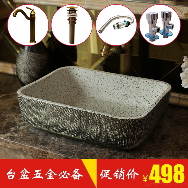 Jingdezhen ceramic art stage basin of archaize hotel for wash basin carved rectangular toilet lavabo