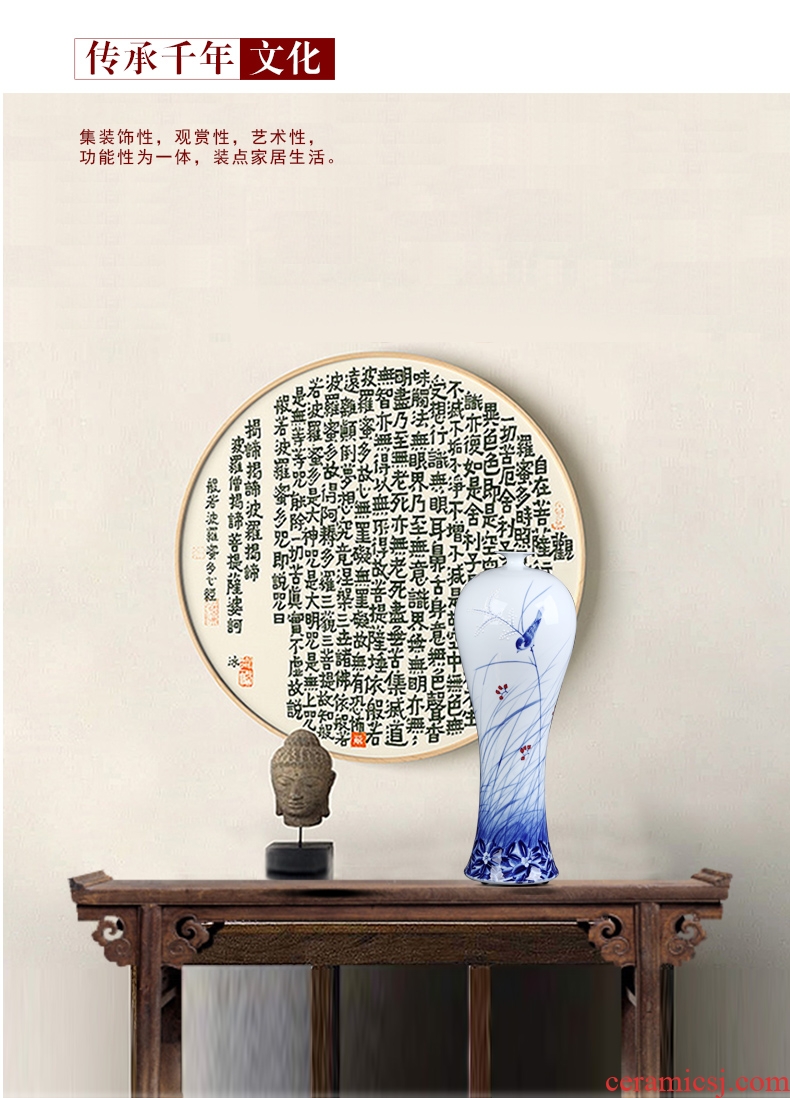 Jingdezhen ceramics vase high - grade hand - made the design blue and white tie up branches of classical Chinese style home furnishing articles handicraft - 560747089989