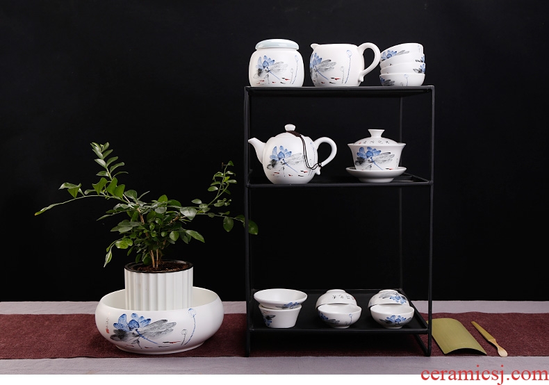 Royal refined fat white matt kung fu tea pot small up porcelain teapot frosted glass ceramic tea set zen