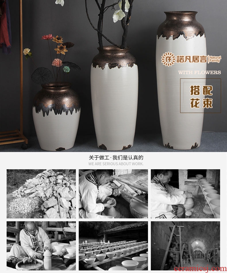 New Chinese style club house sitting room of large vase jingdezhen ceramic flower implement flower restaurant adornment is placed between example - 556635956570
