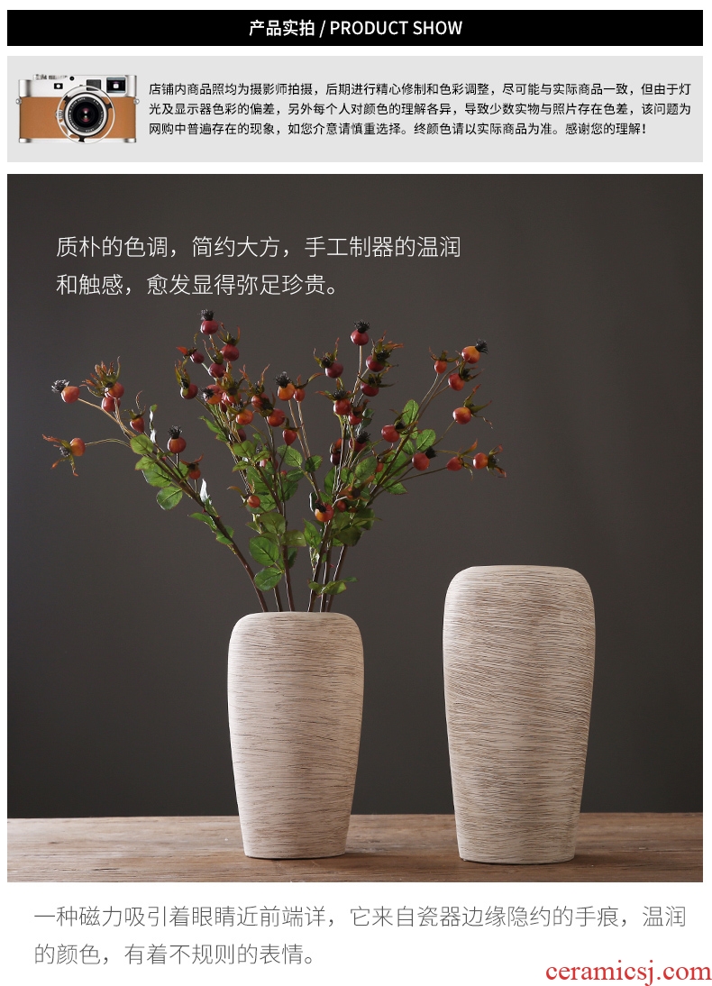 Jingdezhen ceramic vase furnishing articles hotel contracted and I adornment flower arranging dried flowers large sitting room ground porcelain - 546271767332