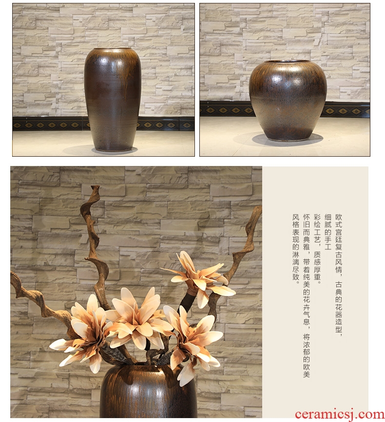 Ceramic light of large vase key-2 luxury furnishing articles flower adornment European - style villas gradient of the sitting room porch decoration floral outraged - 555872000456